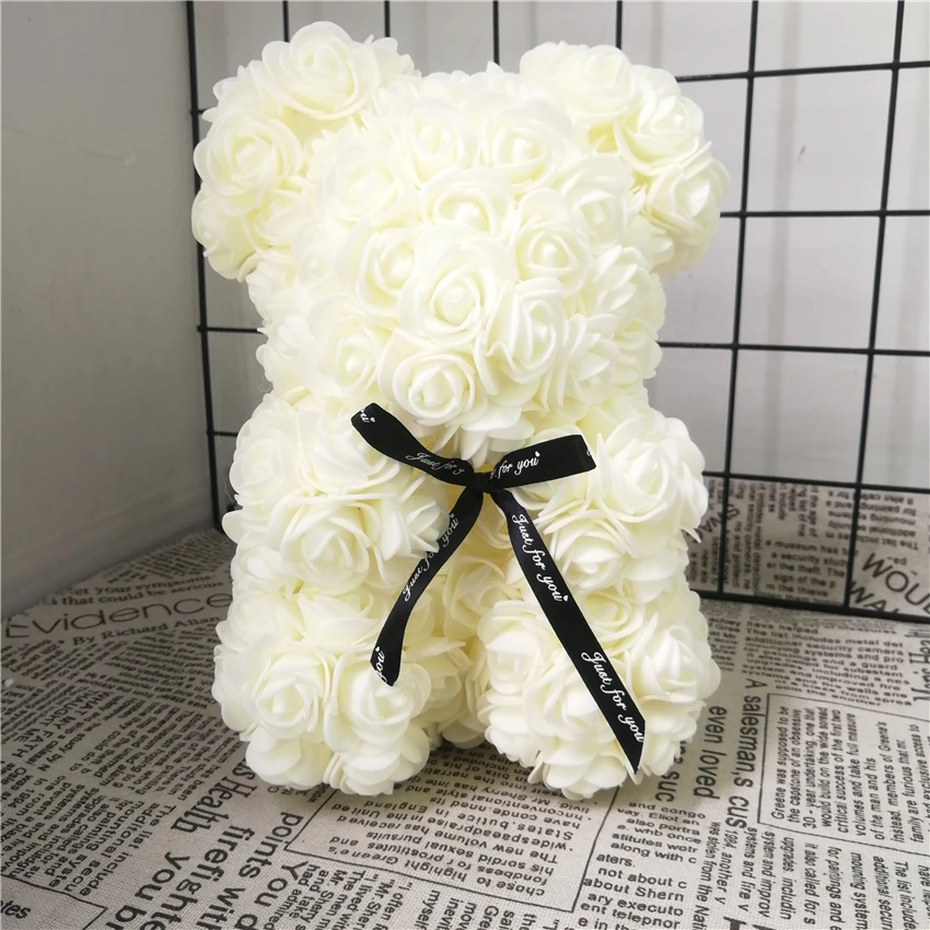 

25/38cm Artificial Flowers Rose Bear Multicolor Foam Rose Teddy Bear Girlfriend Valentines Day Gift Party Decoration