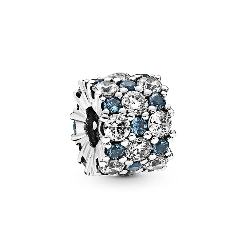 

2020 High Quality New Style 925 Sterling Silver Blue Fan Dazzling Star Diy Bracelet Set Original Lady Exquisite 1:1 Jewelry
