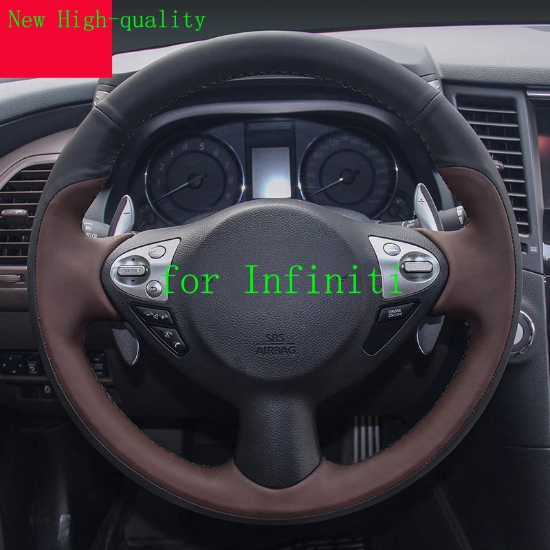 

2021 New High-quality Hand-stitched Leather and Suede Car Steering Wheel Cover for Infiniti Q50L QX50 30 60 Q70 Accessories