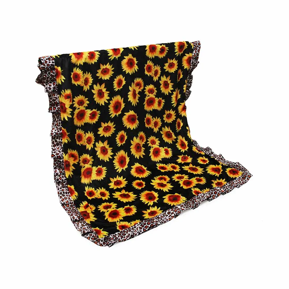 5 pcs Ruffle Minky Blankets Serape Monogrammable Baby Cotton Quilt Leopard Sunflower Blanket DOM1310 |