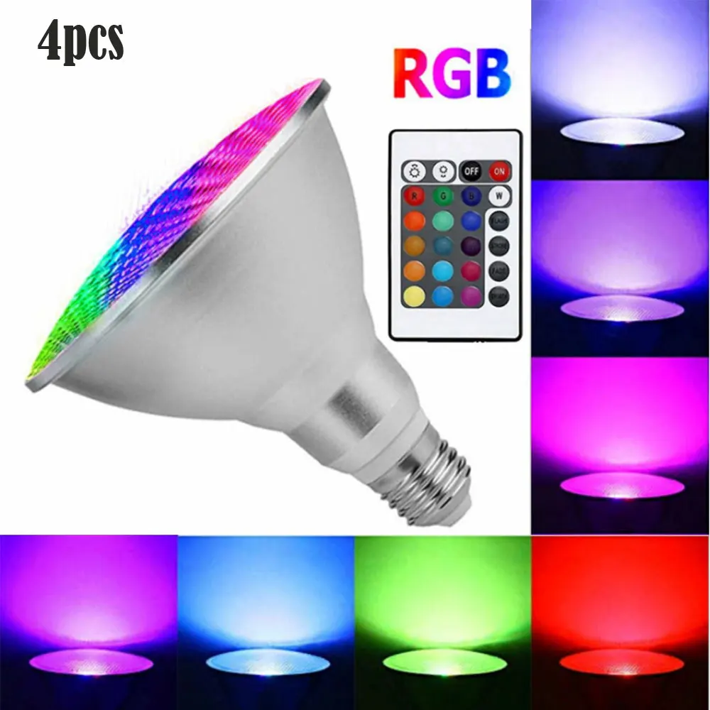4xводонепроницаемая приглушаемая Светодиодная лампа E27 25 Вт 110 В 220 в RGB PAR38 Par
