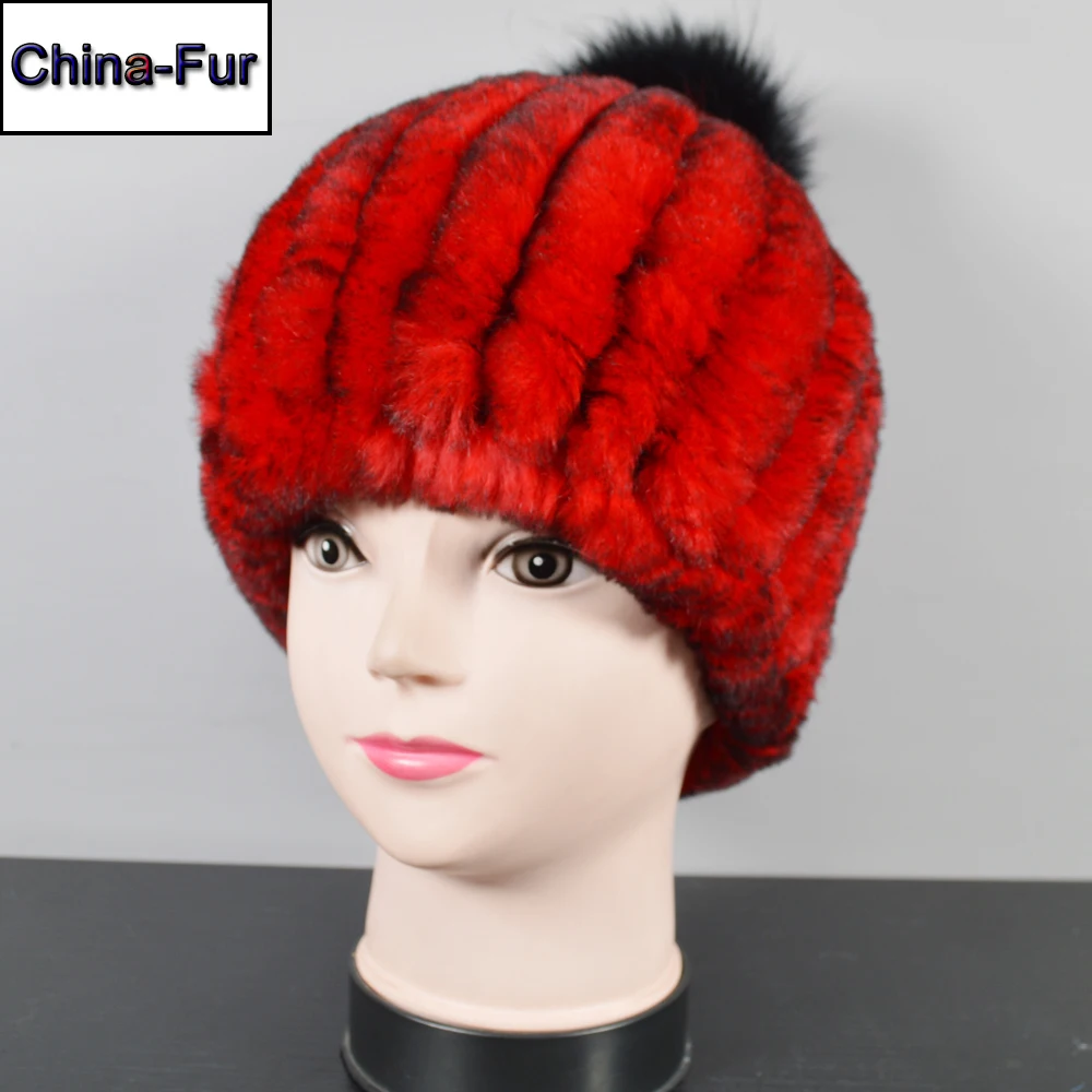 2020 детские трикотажные натуральным лисьим меховым помпоном головные уборы для