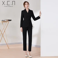 pant suits 2020 new 2 piece set for women double breasted lady work wear long sleeve blazer outerwear lx2616