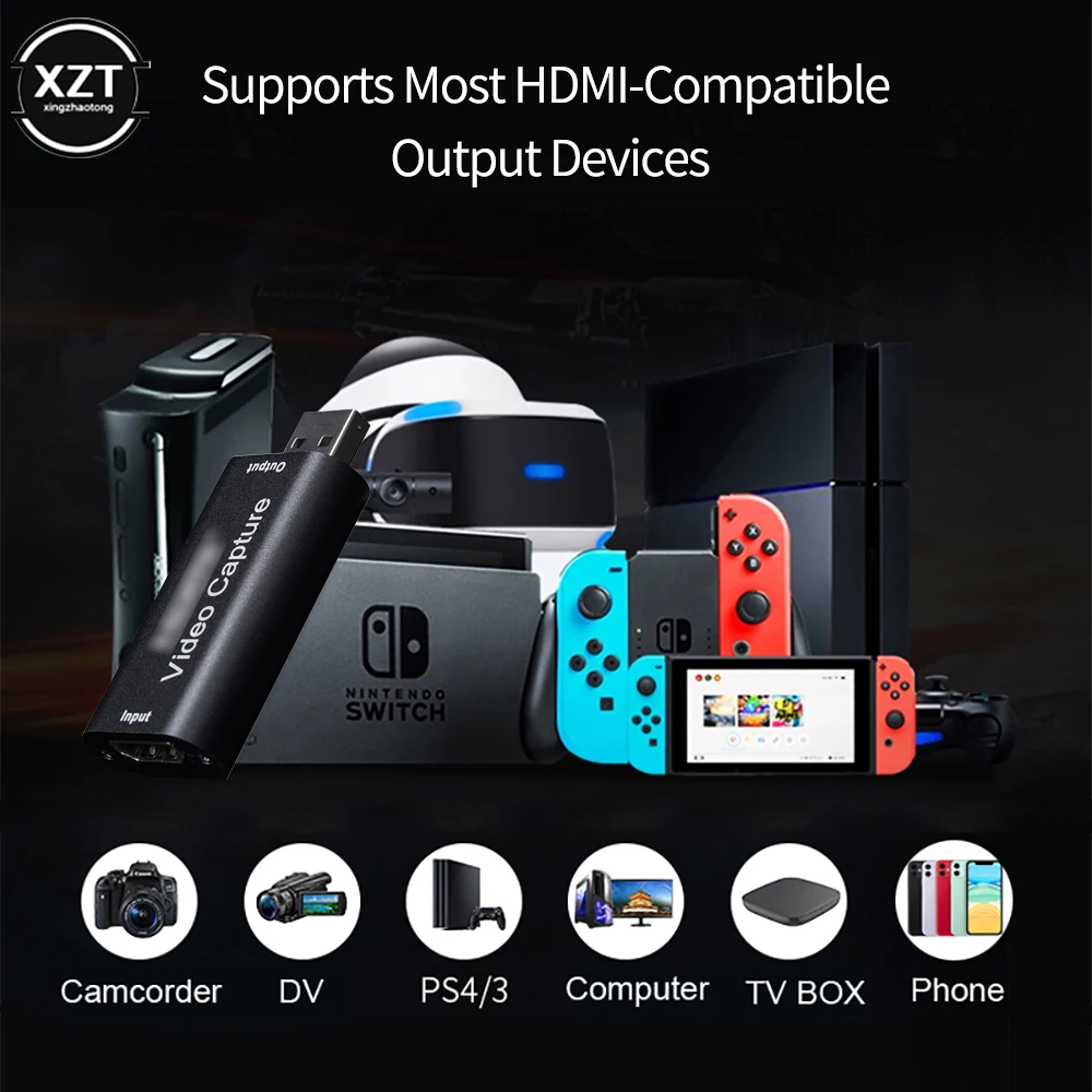 USB 3.0 HDMI-Compatible Video Capture Card 1080p 60fps Grabber Record Box for PS4 OBS Game Recording PC Live Streaming | Компьютеры и