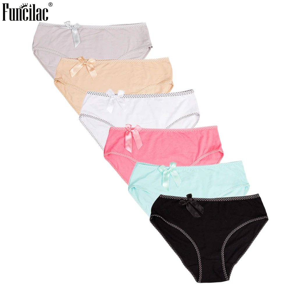 FUNCILAC женское сексуальное хлопковое нижнее белье плюс размер трусы с бантом