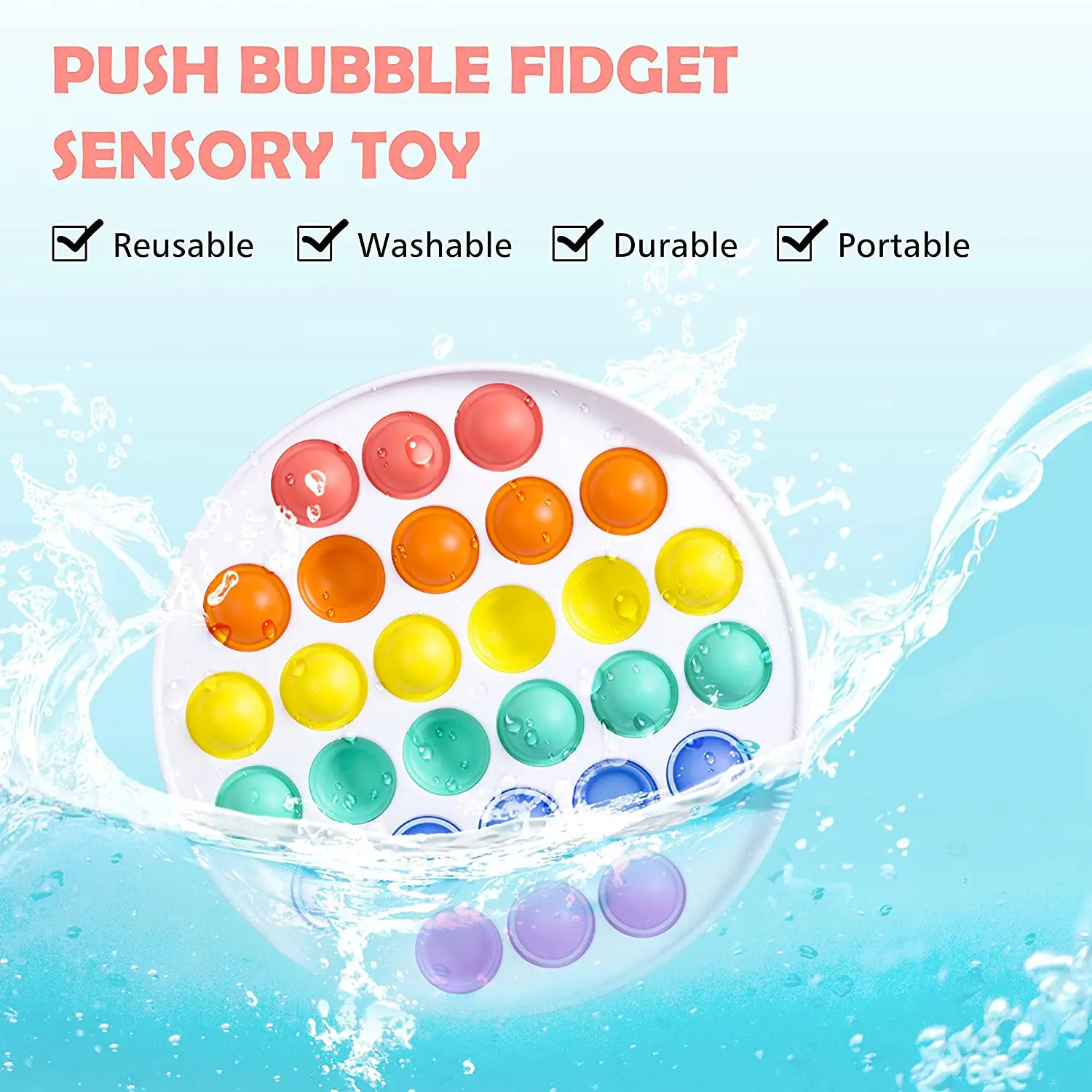 Pop It-juguete para empujar con la mano, juguetes sensoriales de silicona para apretar, regalo antiestr&eacute;s, burbuja para aliviar el estr&eacute;s y la ansiedad-4