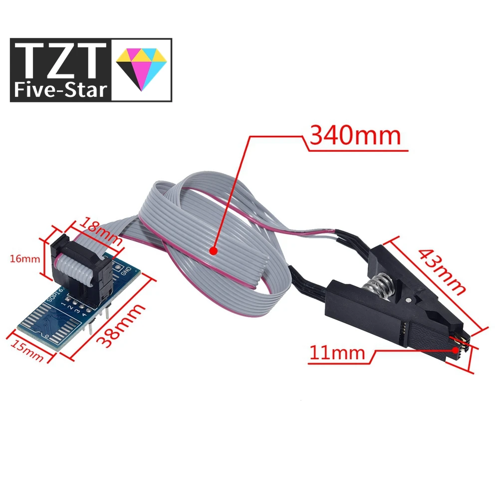 TZT Новый SOIC8 SOP8 Flash Chip зажим для проверки ИС Socket Adpter BIOS/24/25/93 программатор arduino |