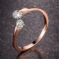 temperament female rose gold color crystals adjustable engagement eternity open ring