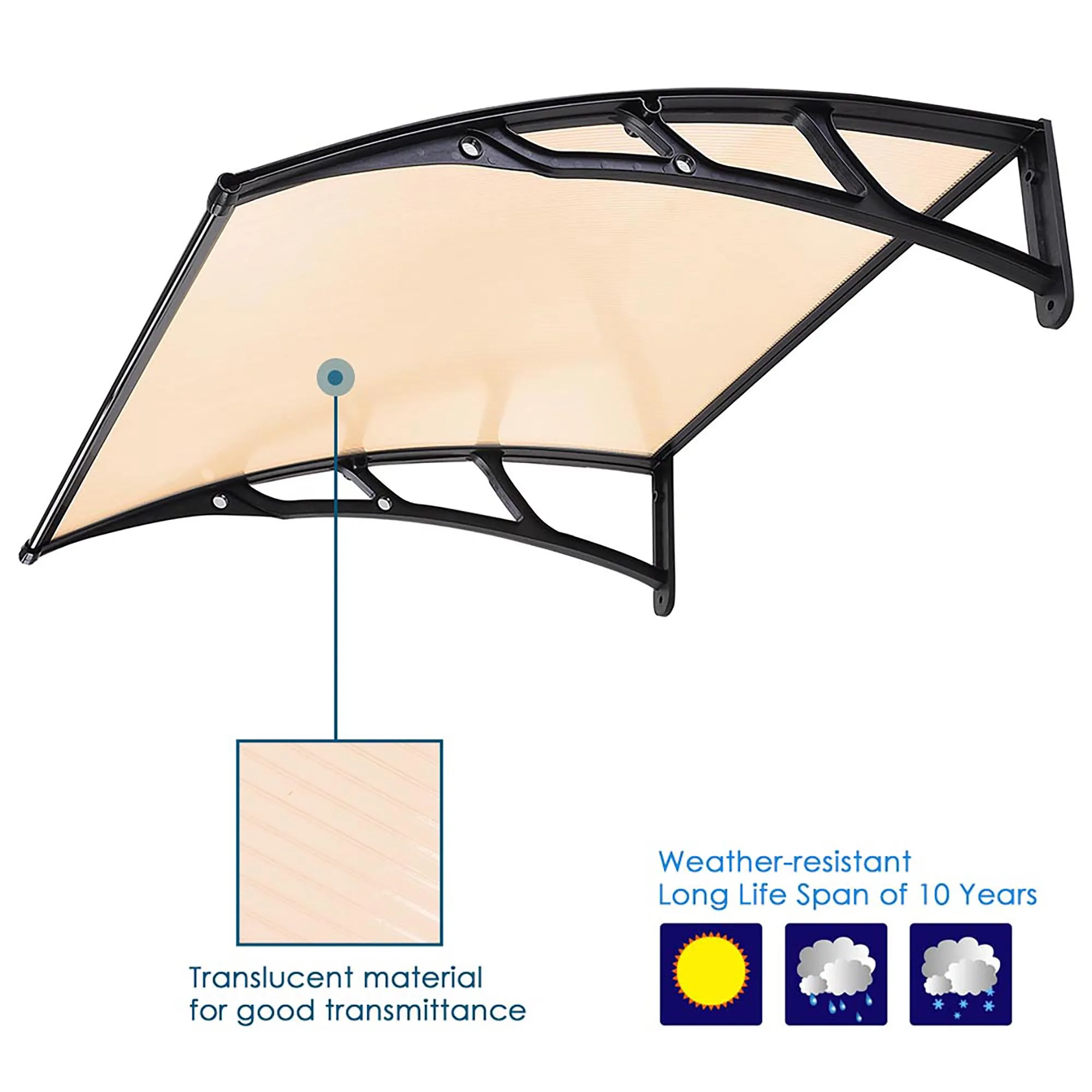 Yescom 40&quotx40" Patio Door Window Awning Canopy Cover UV Rain Snow Protection One-piece Polycarbonate Hollow Sheet | Дом и сад
