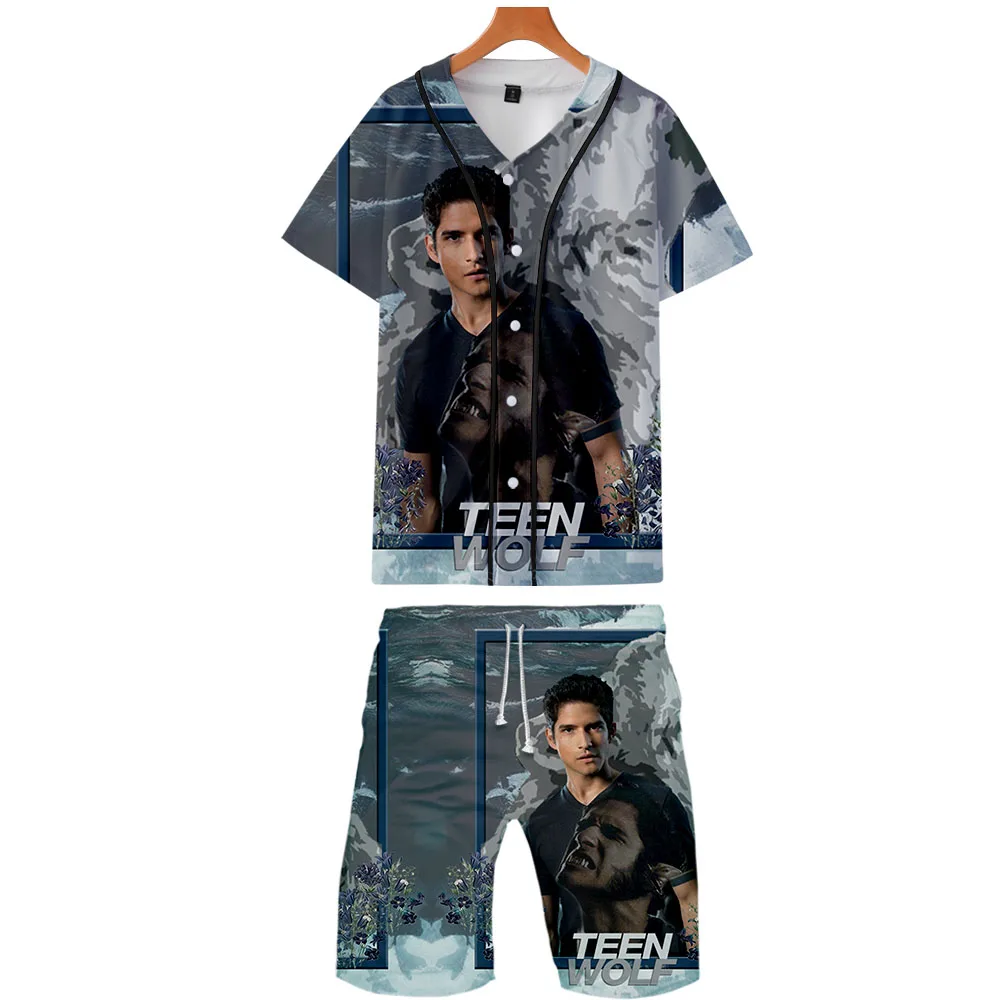 Новинка комплект из двух предметов с 3D принтом волка летняя Бейсбольная Футболка