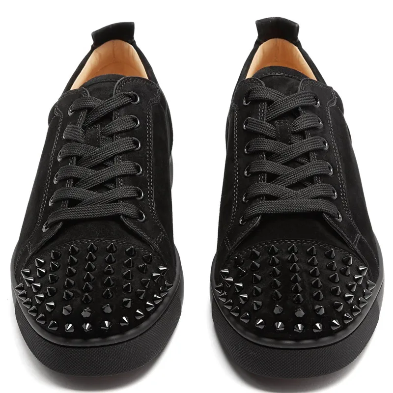 

Seconds kill Hommes shoes casual Chaussures en daim gris Rivet plat bas Top Spike baskets à lacets Hommes Chaussures de piste