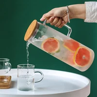 glass water pot cold water bottle handle water kettle transparent heat resistant juice teapot pitcher water jug kettle 1 2l 1 5l