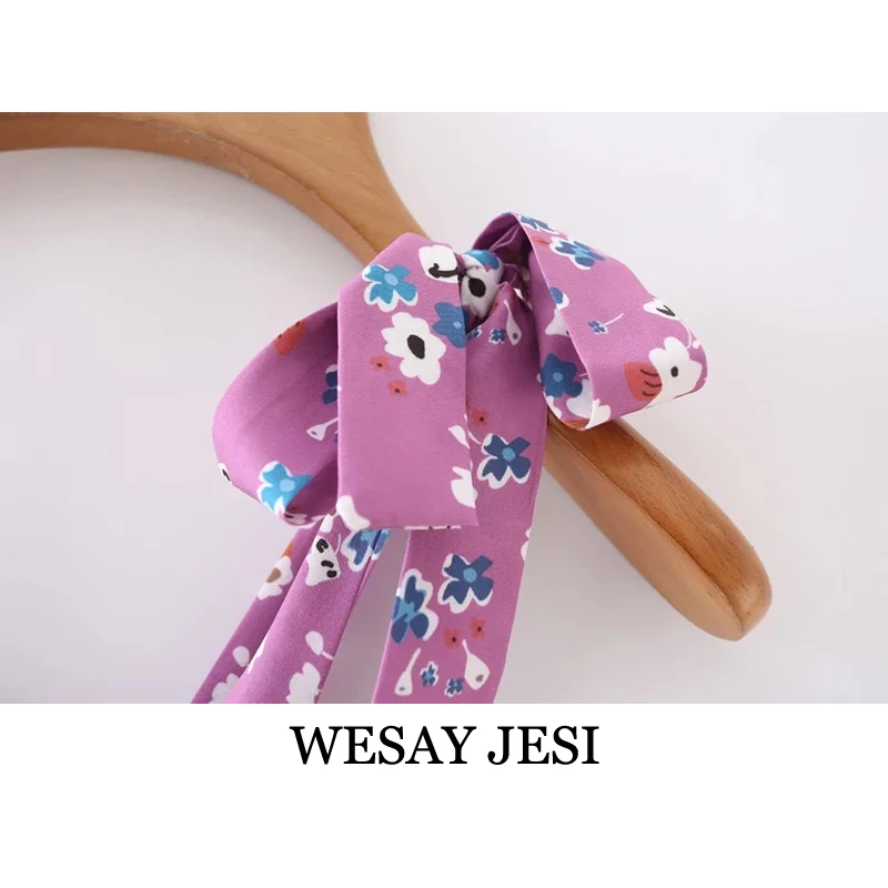 

WESAY JESI 2021 Summer New Dress Printed Fashion Sweet Mid-length Skirt Sleeveless Slim Backless Retro Temperament Elegant Dress