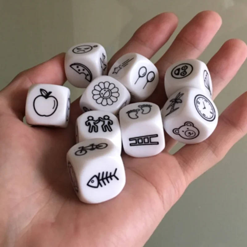

Kids Telling Story Dice Metal Box English Rules Family/Parents/Party Funny Imagine Education Toys For Children Learning Toy