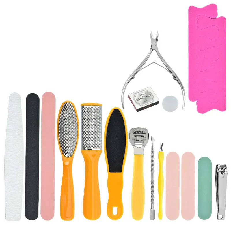 

18 in 1 Foot Files Set Stainless Steel Foot File Exfoliating Pedicure Tool Foot Grinder Set Foot Care gel socks foot care