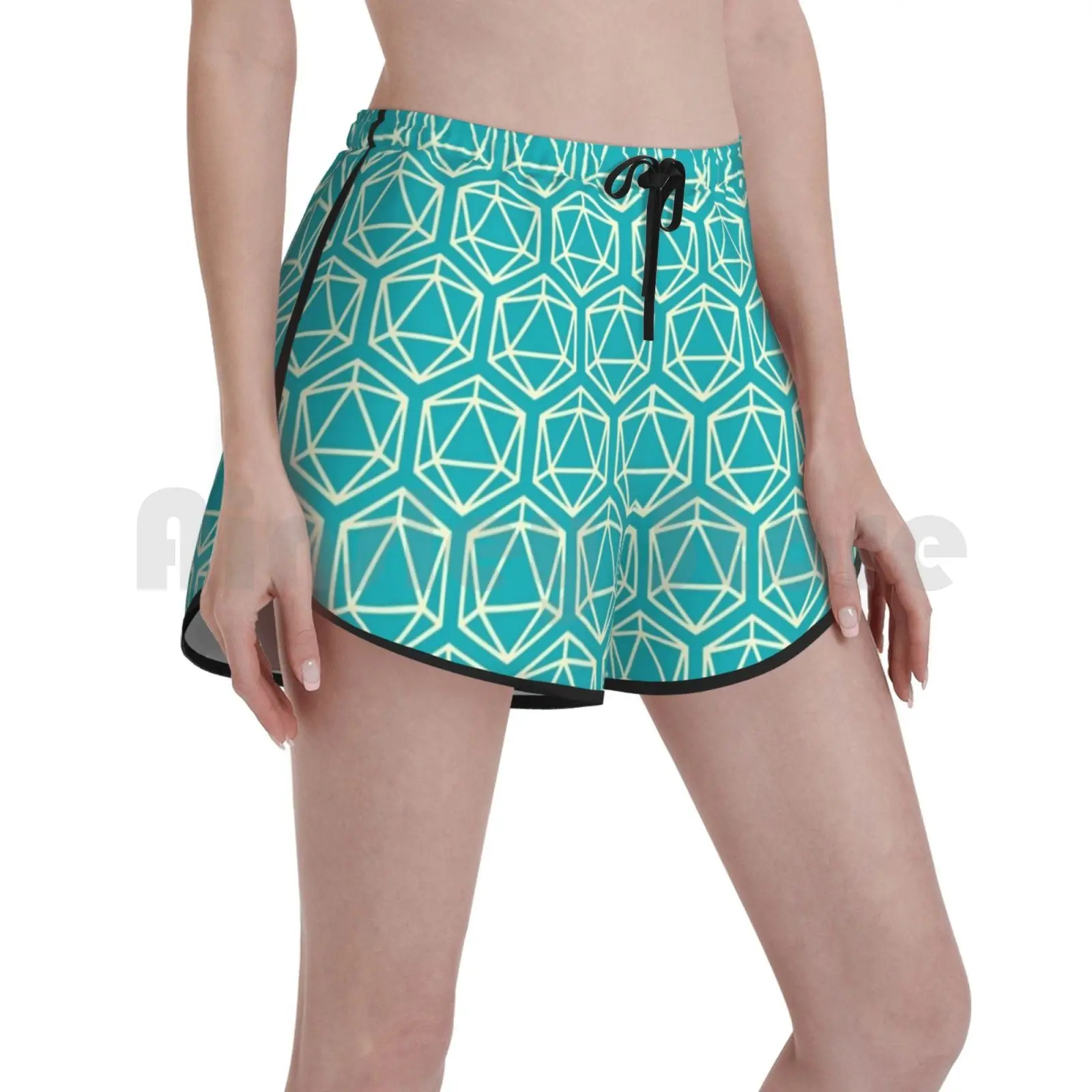 

Мятно-зеленого цвета в стиле ретро Стиль 20 двусторонний игровой умереть шаблон дизайн Плавание шорты Для женщин Пляжные шорты ролевые игры