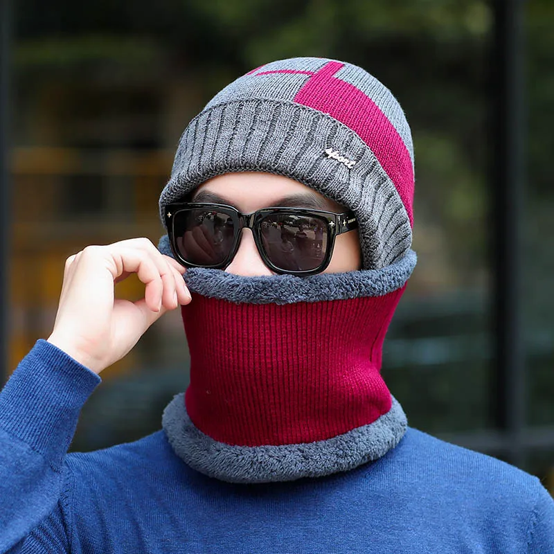 Йо-Янг 2 шт. зимние шапки Skullies Beanies шапка для мужчин и женщин шерстяной шарф шапки Балаклава маска Gorras капот вязаная шапка
