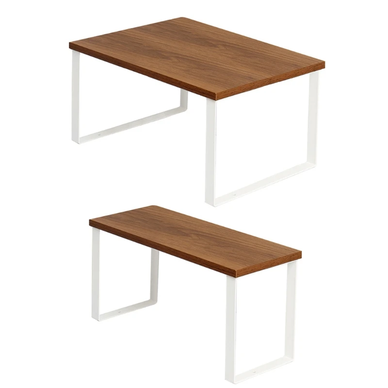 

Wrought Iron+Wood Desktop Shelf Rack Bathroom Multi-Functional Finishing Rack Kitchen Spice Organizer Closet Storage Wardrobe
