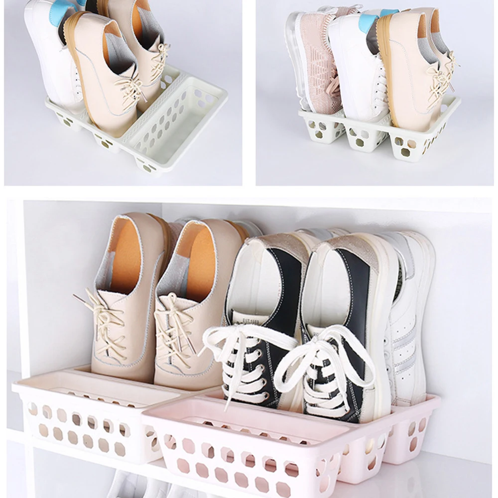 Plastic Shoe Rack Durable Shoe Basket Organizer Footwear Support Storage Stand Space Saving Cabinet Closet Stand Shoes Holder