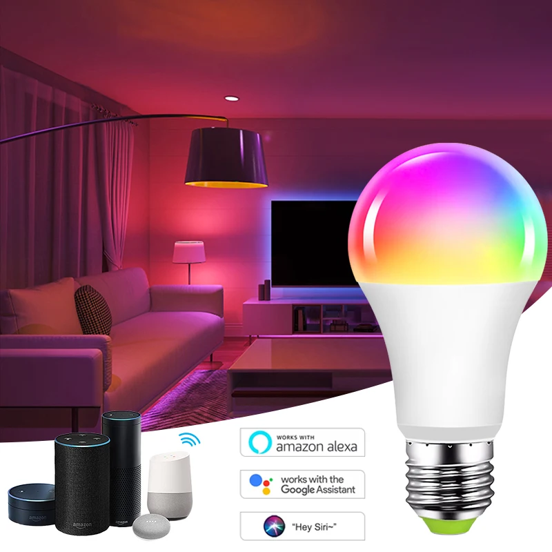 

15W WiFi Smart RGB+CCT Light Bulb E27 E26 B22 Dimmable Timing Lamp Automation Voice Control Work With Alexa Google Home Siri