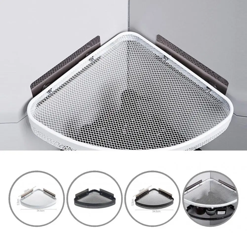 

Convenient Stylish Traceless Tray Storage Rack Iron Corner Shower Caddy Non-deforming for Bedroom