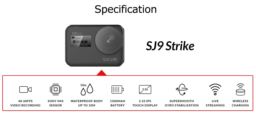 Новейший SJCAM SJ9 Strike supersmoth GYRO/EIS Водонепроницаемая 4K Экшн-камера беспроводная зарядка прямая потоковая Спортивная камера