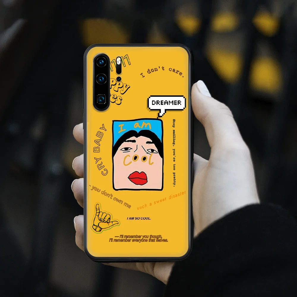 

I Am So Cool Phone Case cover For huawei p 8 9 10 20 30 40 P pro Smart 2019 Z lite mini black Coque Pretty Hoesjes Painting