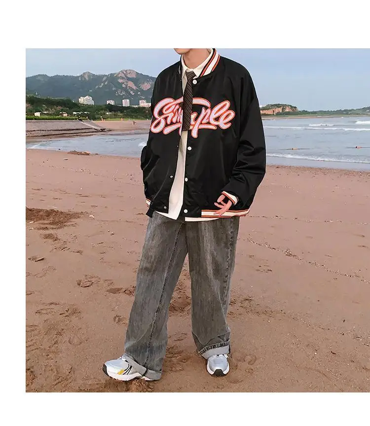 

2021 new jacket male Korean version trend casual wild loose baseball uniform boys jacket oversized jacket clothes top fashion