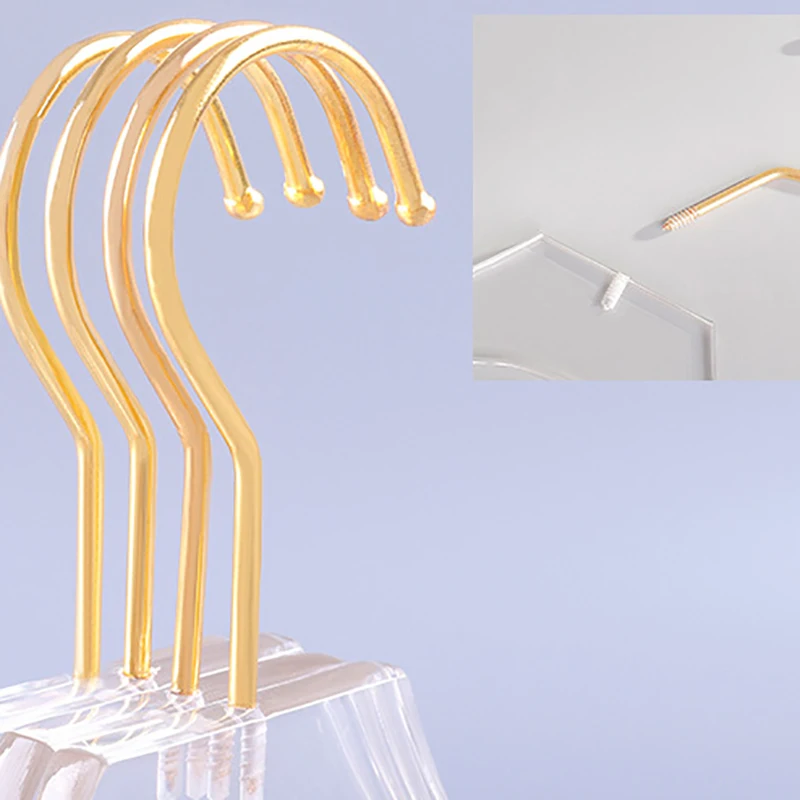 5 Pcs Clear Acrylic Clothes Hanger with Gold Hook, Transparent Shirts Dress Hanger with Notches for Lady Kids L images - 6