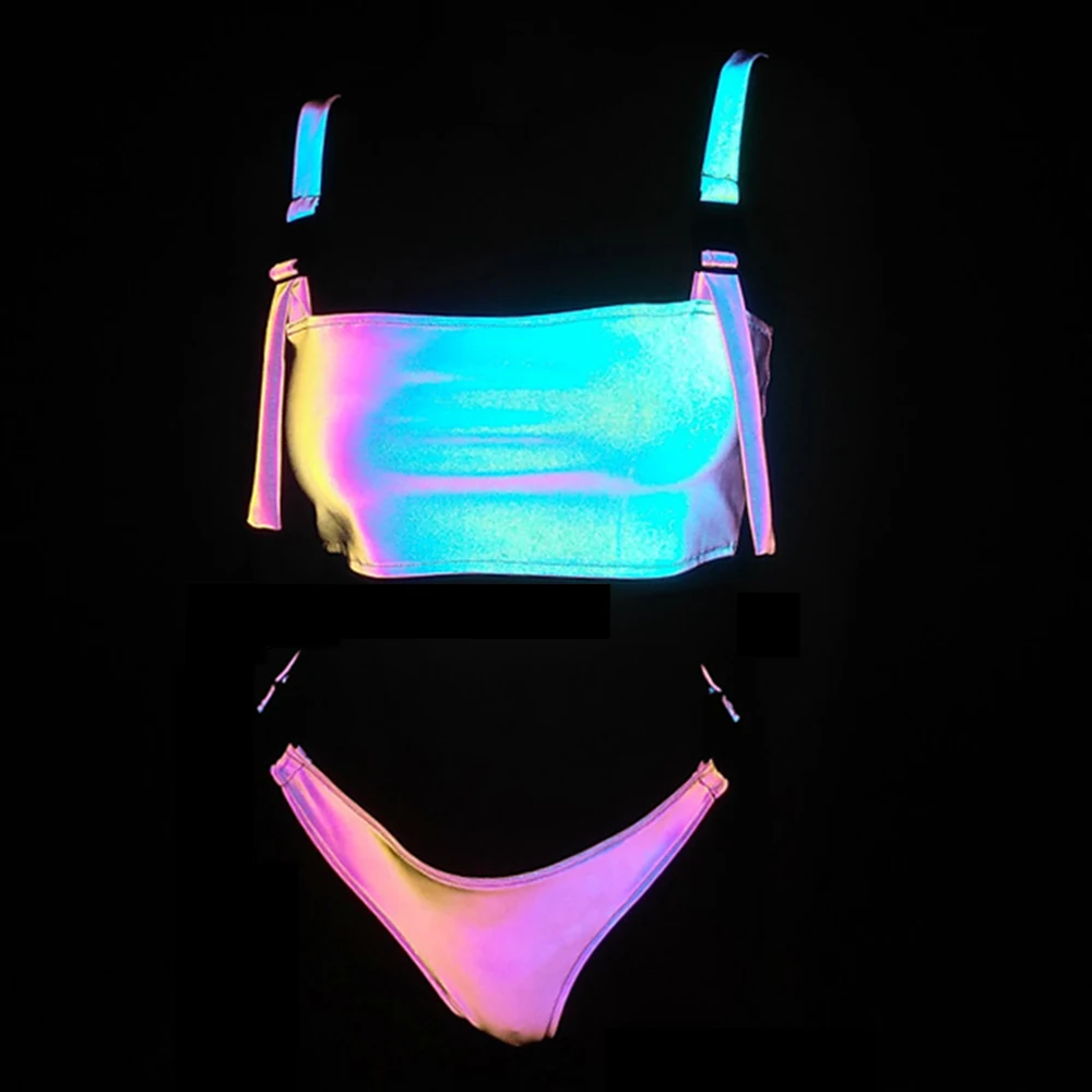 

Reflective Rainbow Sexy Micro Bikinis For Women Solid Swimwear Swimming Bikini Set Ladies Bathing Suit Biquini Maillot De Bain