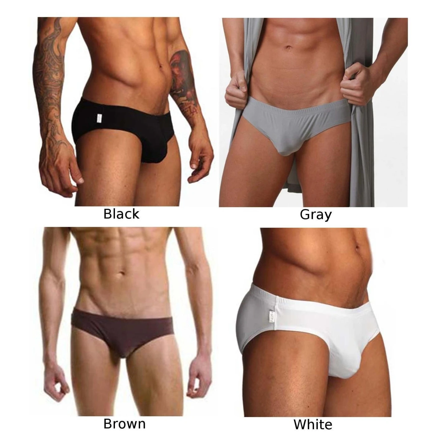 Мужские трусы сексуальные с низкой талией дышащие U выпуклые сплошной цвет