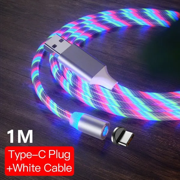 For Type-c White 1M ACCEZZ Магнитный зарядный кабель освещение тип-c микро кабели для зарядного устройства USB для iPhone X 7 samsung Android Магнитный зарядный шнур 1 м 2 м - Цвет: For Type-c White 1M