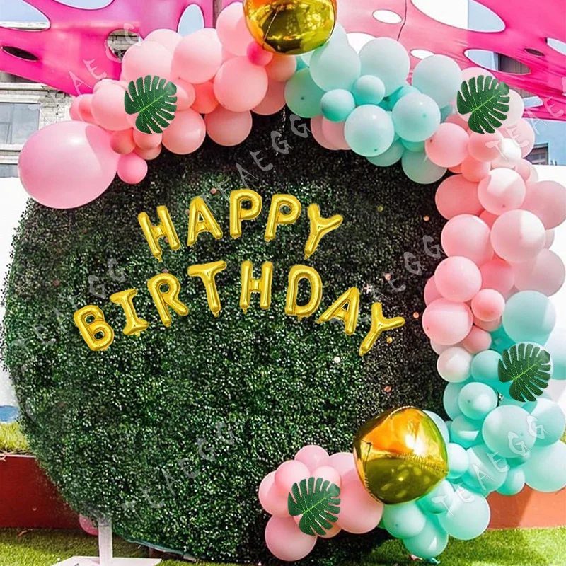 112 шт 1st С Днем Рождения Фольга Письмо воздушный шар Макарон розовые голубые