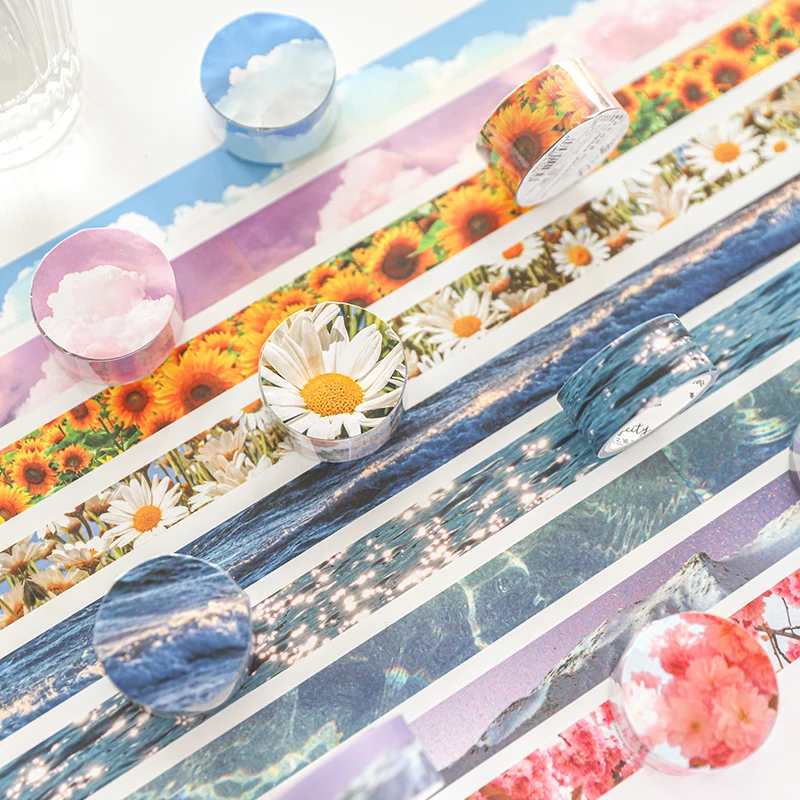 

Sun flower Story Series Bullet Journal Washi Tape flower Adhesive Tape DIY Scrapbooking Sticker Label Japanese Masking tape