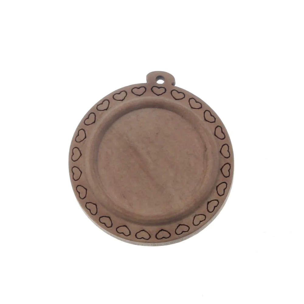 Деревянная круглая овальная основа для кабошона коричневого цвета Деревянные