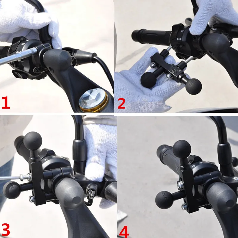 

Motorcycle Handlebar / Brake / Clutch Reservoir Mount w/ 2x 1" Inch Ball Compatible for Gopro Camera & Smartphone