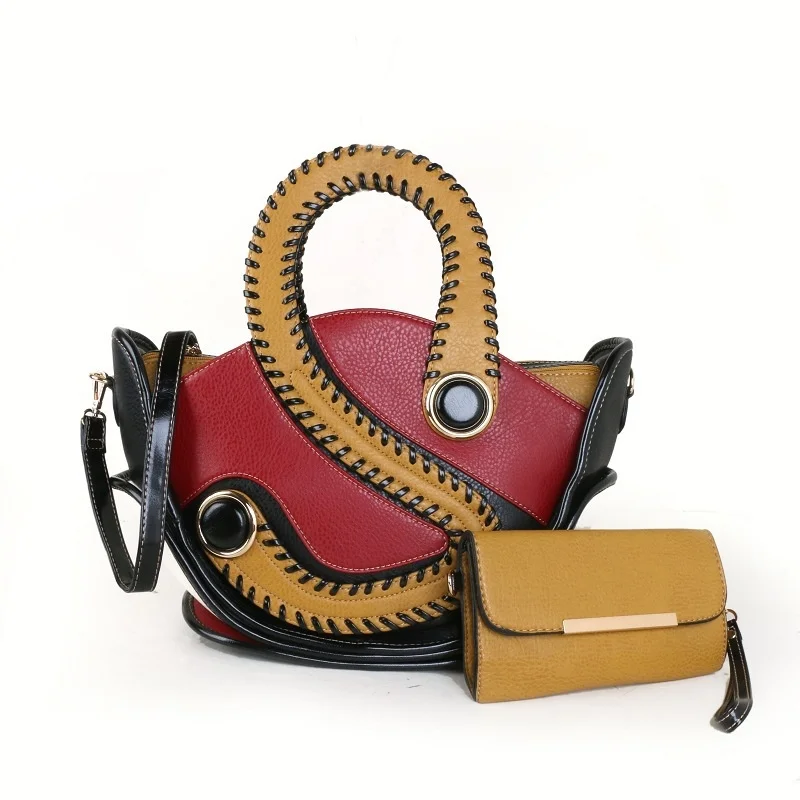 

2021 new S-shaped handle large bag fashion splicing dumpling bag mother one shoulder cross carry on women's bag