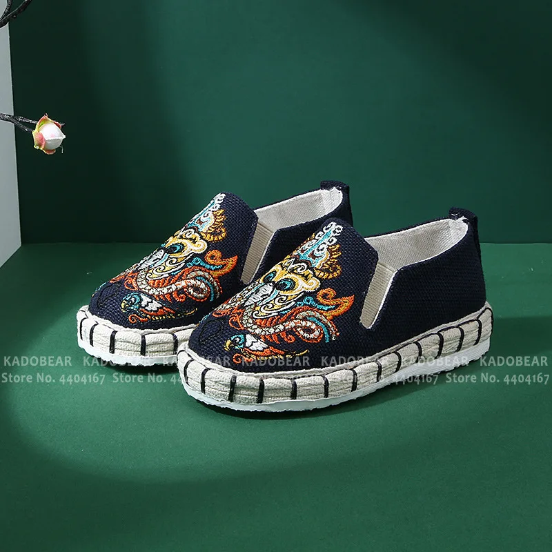 Детские Тканевые туфли на плоской подошве с вышивкой в китайском стиле Вечерние