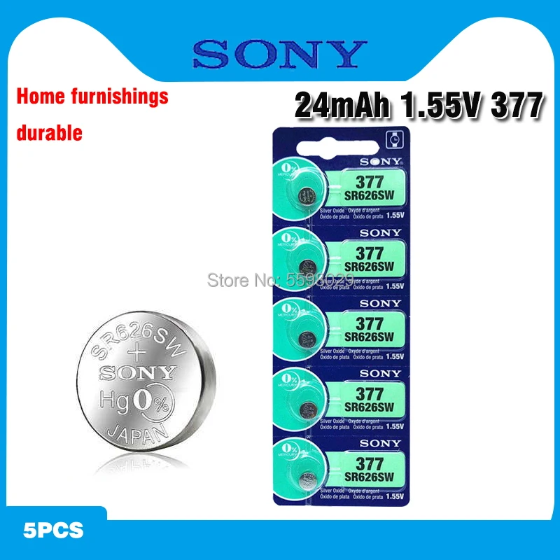 Новинка SONY Оригинал 5 шт. 1 55 в 377 376 SR626SW 626 SR626 V377 AG4 батарейка для часов игрушек
