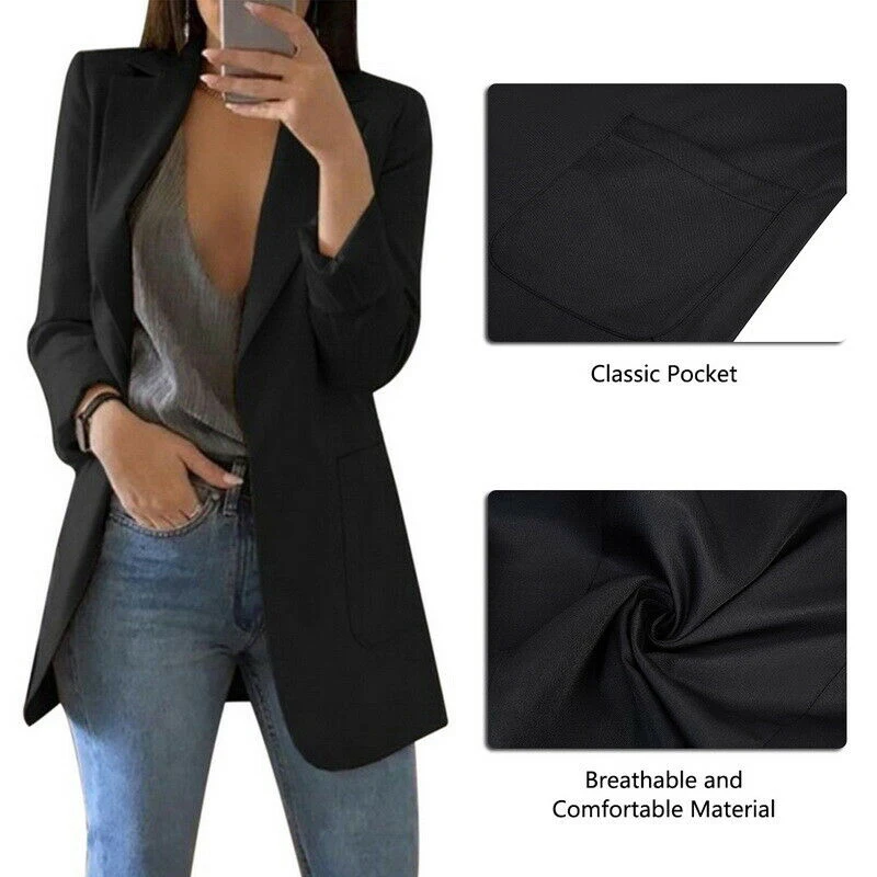 

Newly Women Blazers Coats Casual Slim Business Blazer Suit Female Coat Office Ladies Jacket Solid Color Female outwear DO99