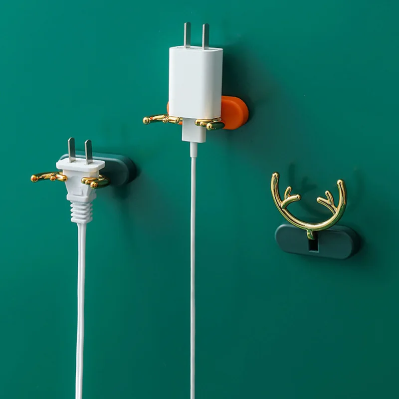 

2PCS/lot Plug Holder Cable Organizer Storage Hook Simple Antler Hooks For Wall Decoration DIY Home Supplies