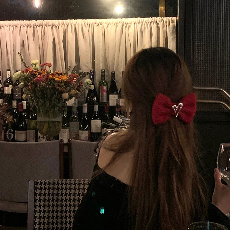 

Шпилька для волос в стиле ретро, Весенняя заколка с бантом, текстурные аксессуары для волос, новая красная заколка для волос с сетчатым верхом, женский головной убор на осень и зиму