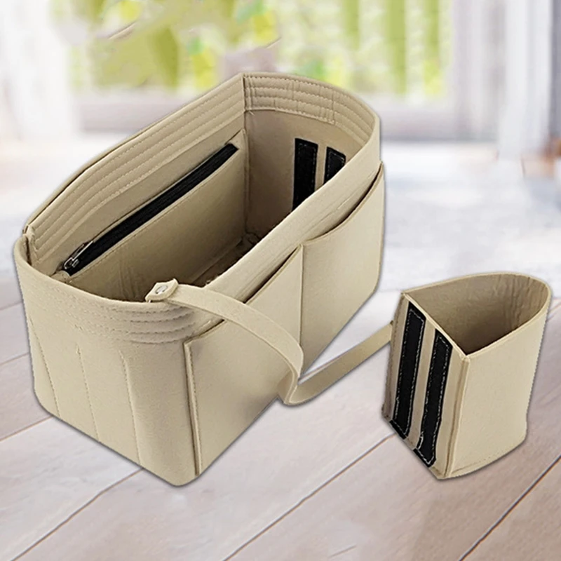 Purse Organizer Insert Makeup Handbag Felt Bag with Zipper &amp Tote Shaper Fit Cosmetic Bags Never Full | Багаж и сумки