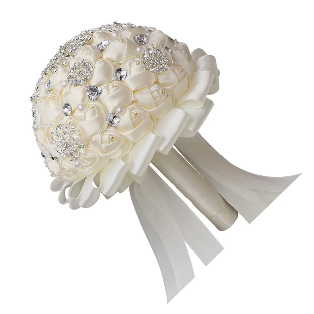 

1pc Bride Wedding Bouquet Ribbon Wedding Bouquet Flower Bridal Bride Wedding Bouquet (Ivory)