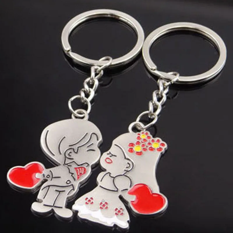 Модное кольцо для ключей в виде сердца влюбленный Брелок с цепочкой любовь