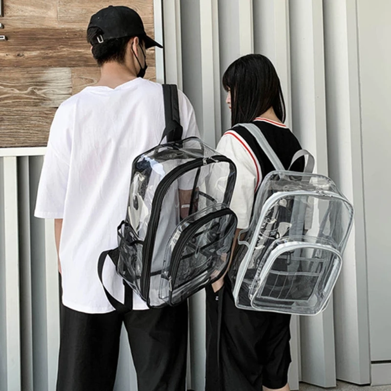 

Clear Backpack Clear Backpack Transparent Plastic Material Backpacks with Work Concert Security Travel Sporting 3 Colors