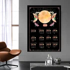 Плакат с Лунной фазой и календарем на новый год 2022, плакат с лунным календарем, Картина на холсте, картины, настенное искусство, Декор, кавайный Декор для комнаты