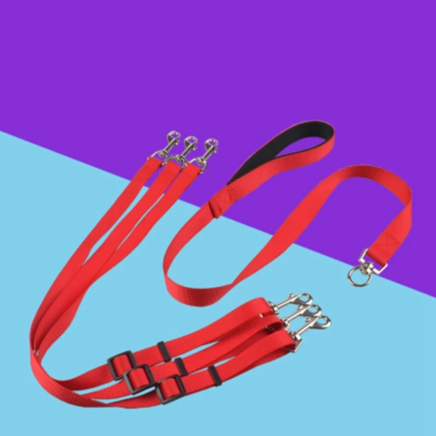 

Nylon 3-head Dog Leash with Padded Soft Handle Dog 3-in-1 Leash Adjustable Pet Supplies Dog Accessories