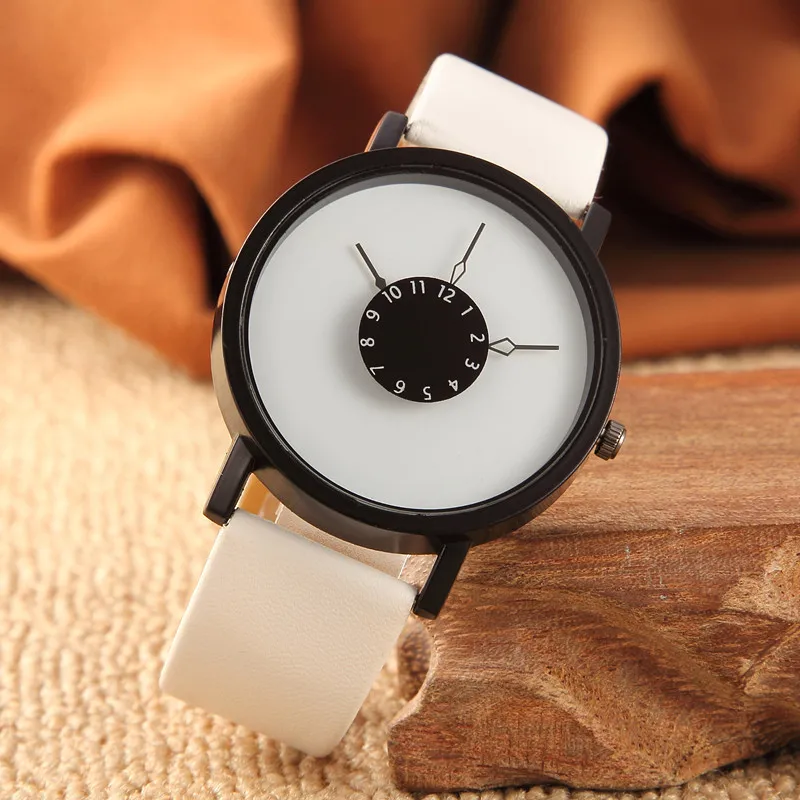 

Fashion Creative 3 pointers Watches concept Simple Unisex Wristwatch Quartz Watch Men Women Student Black White Clock relogio