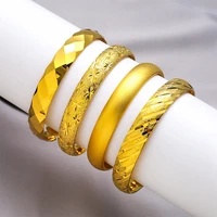 solid cuff bangle women bracelet yellow gold filled classic jewelry gift simple style for wedding party